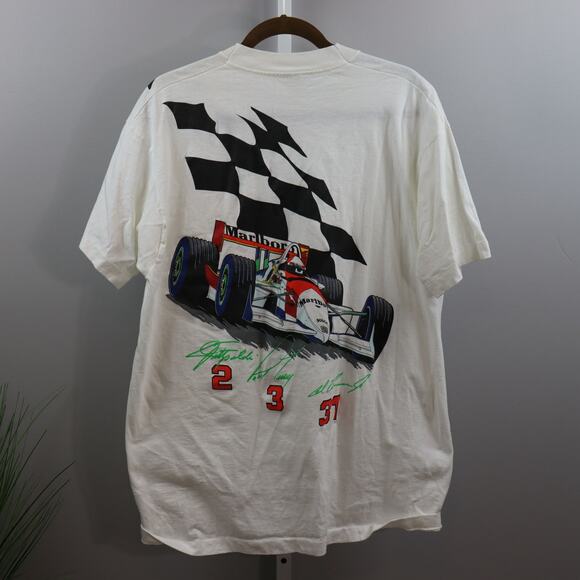 Vintage Marlboro Racing Team T-Shirt XL Single Stitch Made in USA - Picture 1 of 4